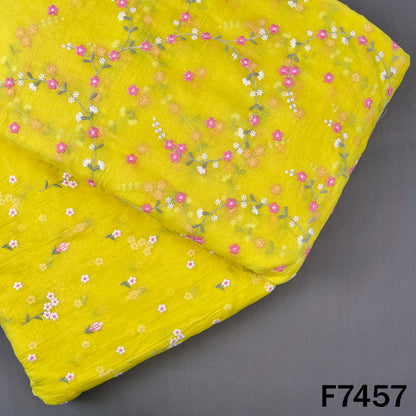 Thread Embroidered Mul Chanderi Fabric - F7457