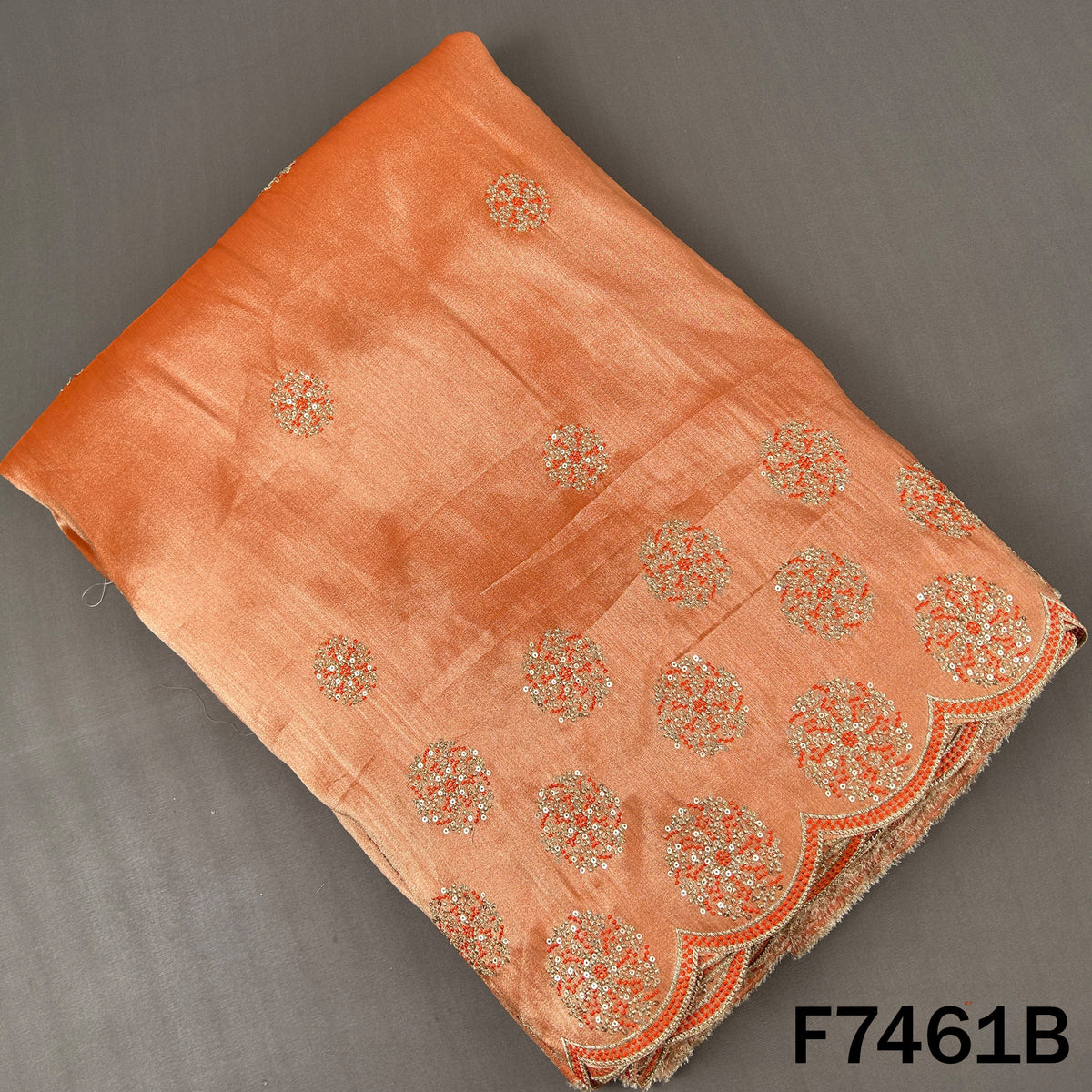 Zari Sequins Thread Embroidered Tissue Fabric - F7461