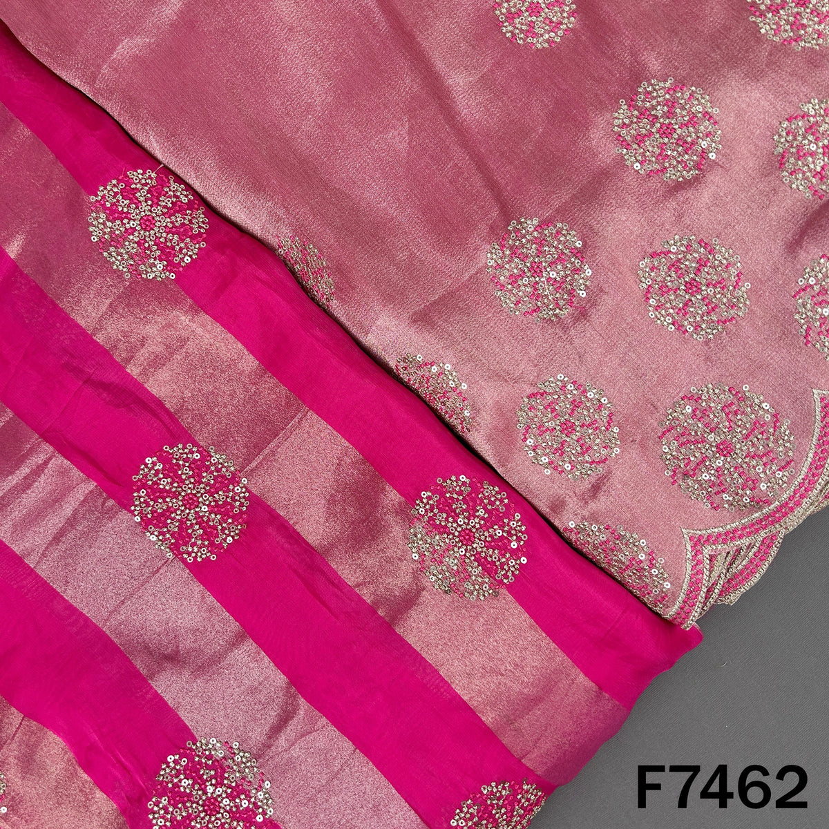 Zari Sequins Thread Embroidered Tissue Fabric - F7462