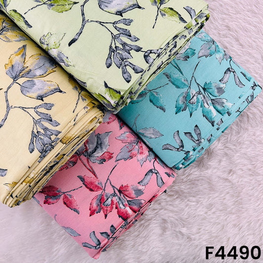 Floral Print Rayon Cotton Fabric- F4490