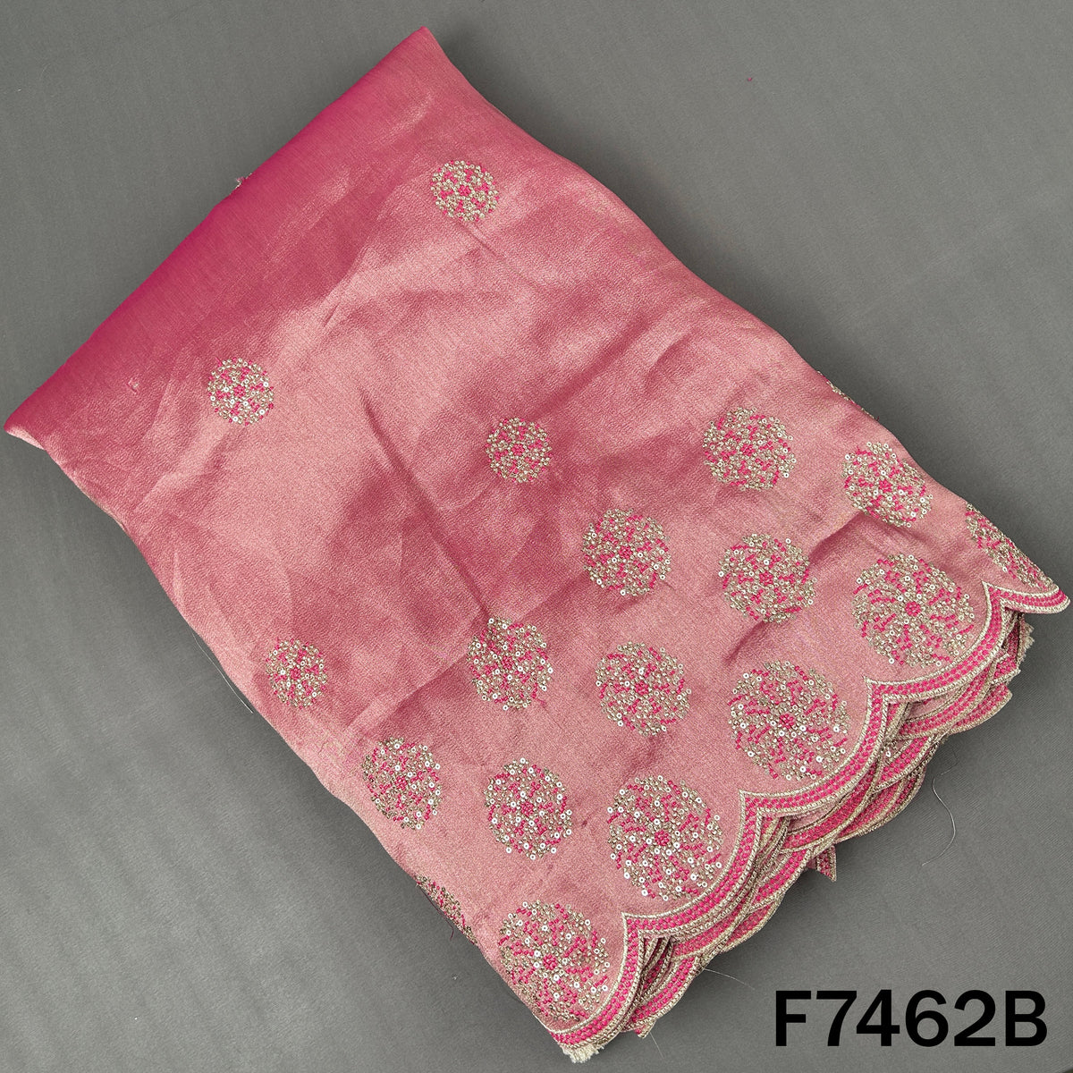 Zari Sequins Thread Embroidered Tissue Fabric - F7462