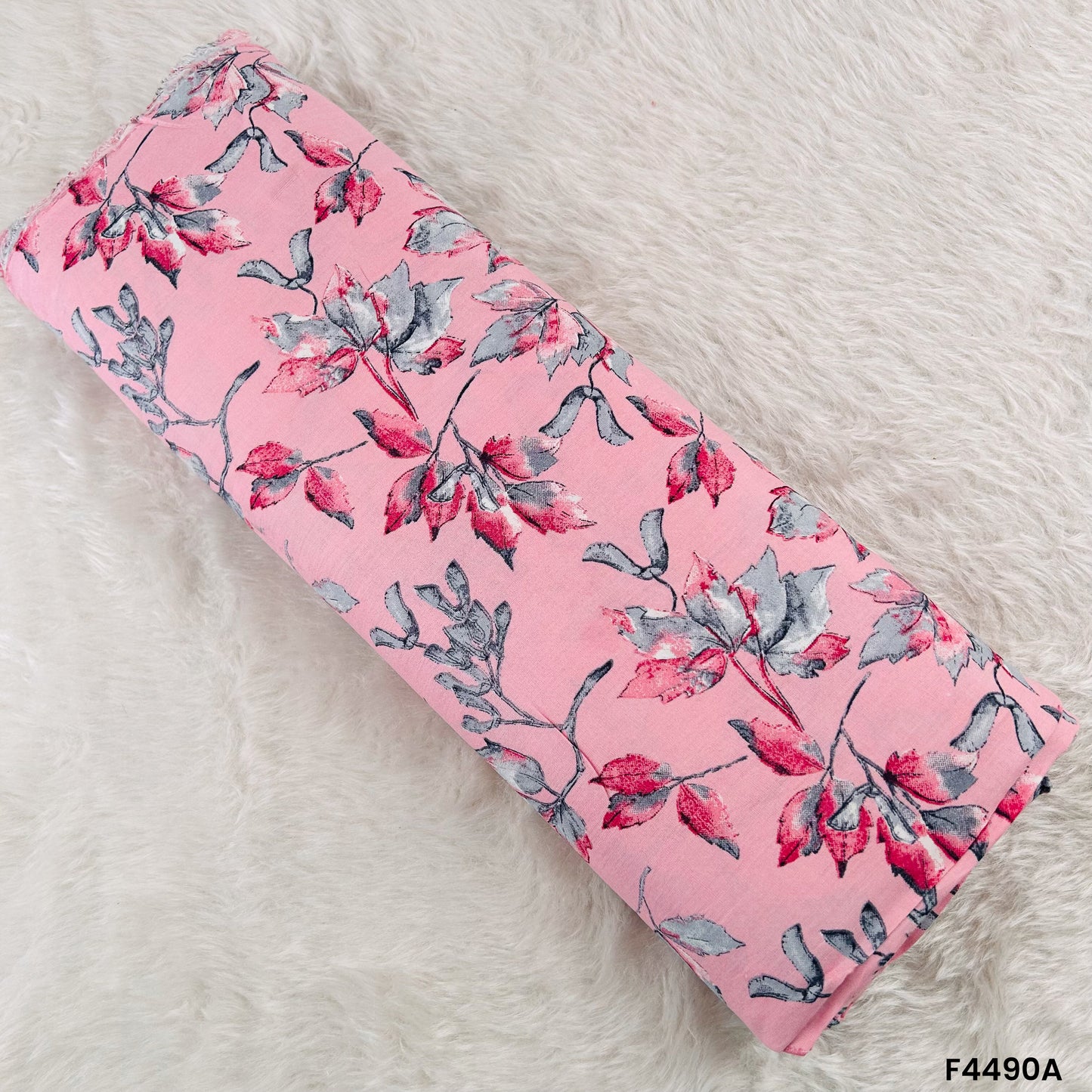 Floral Print Rayon Cotton Fabric- F4490