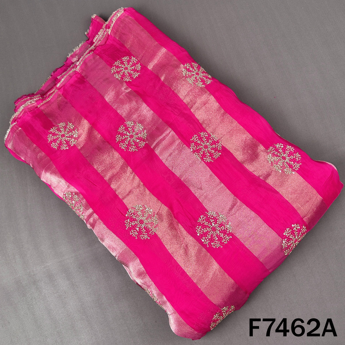 Zari Sequins Thread Embroidered Tissue Fabric - F7462