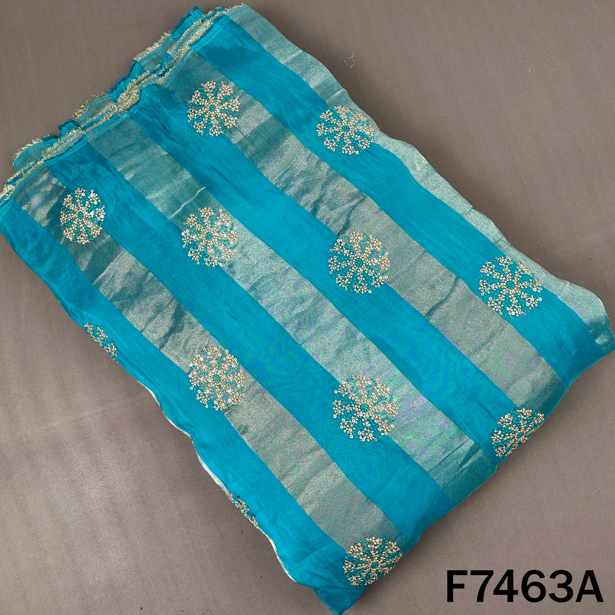Zari Sequins Thread Embroidered Tissue Fabric - F7463