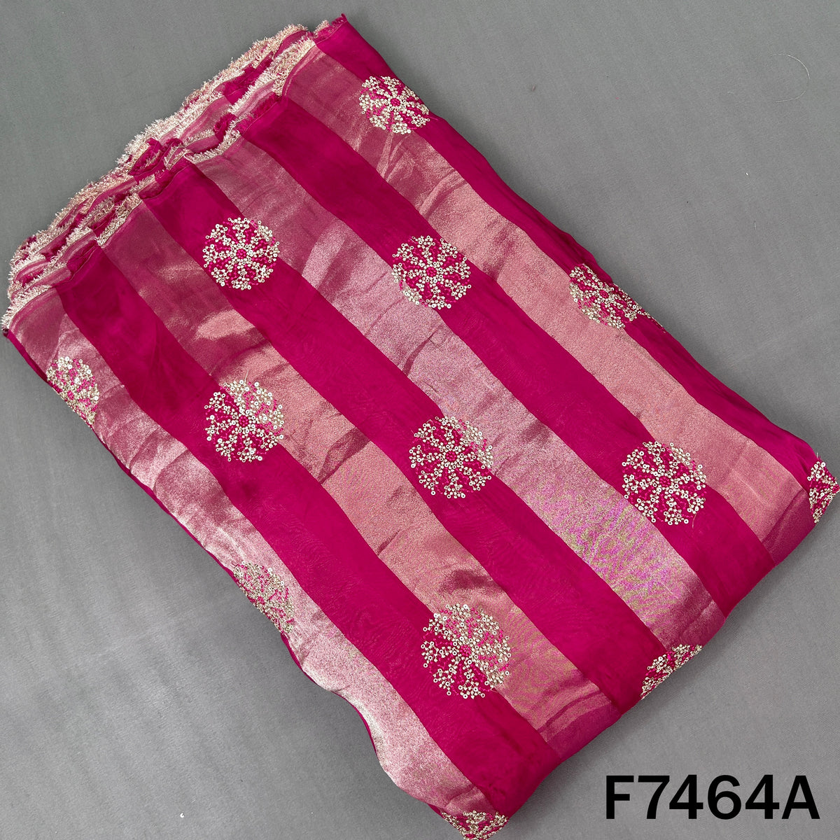 Zari Sequins Thread Embroidered Tissue Fabric - F7464