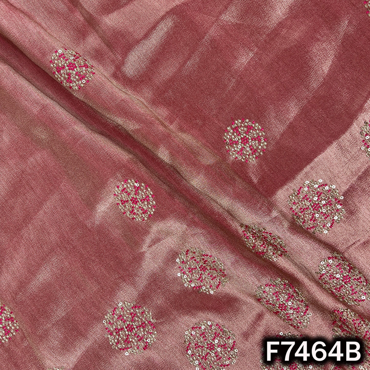 Zari Sequins Thread Embroidered Tissue Fabric - F7464