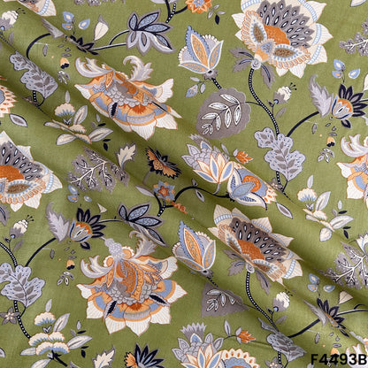 Floral Print Rayon Cotton Fabric- F4493