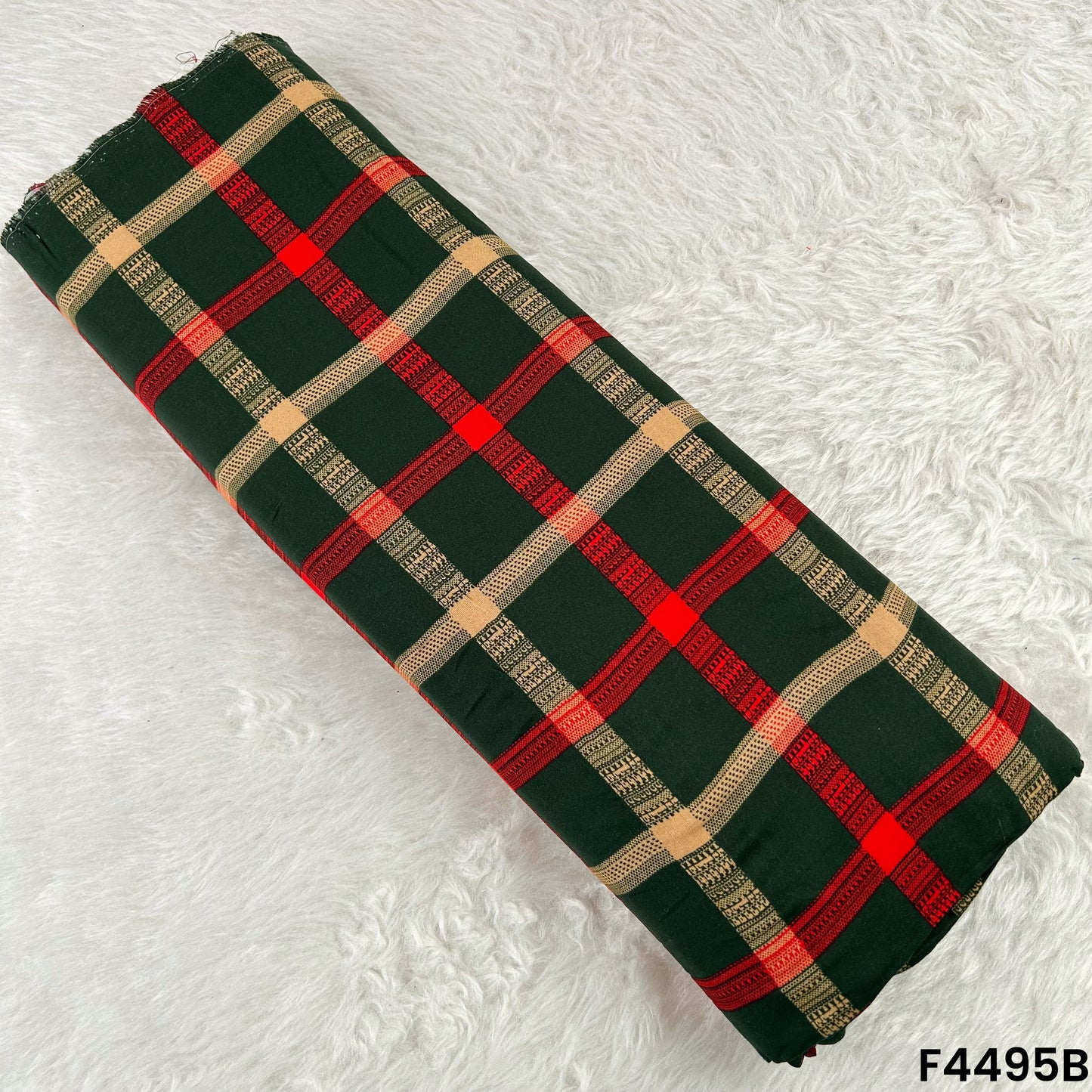 Check Print Rayon Cotton Fabric- F4495