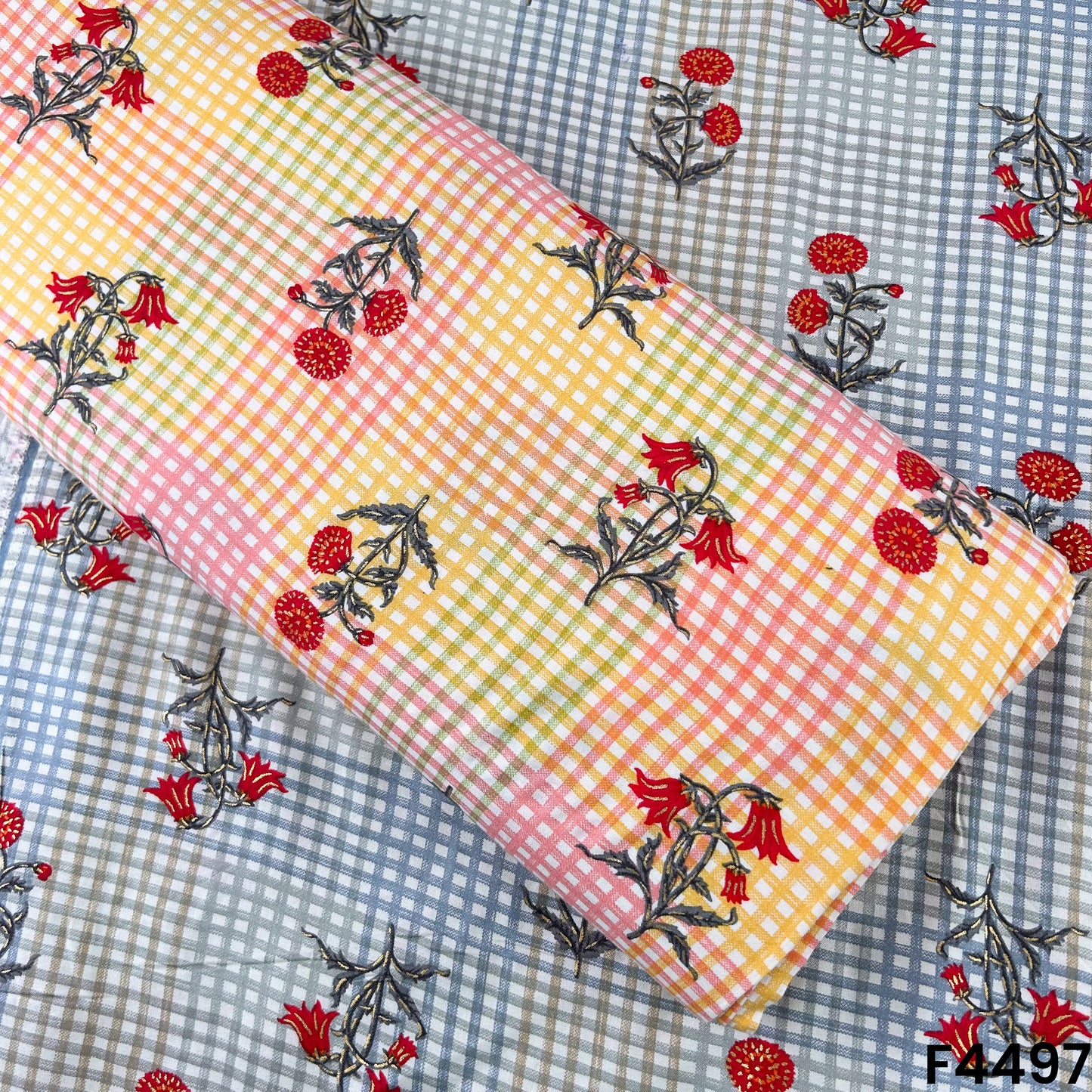 Foil Print Rayon Cotton Fabric- F4497