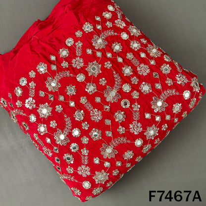 Cut Dana Faux Mirror Zari Sequins Embroidered Crepe Fabric - F7467