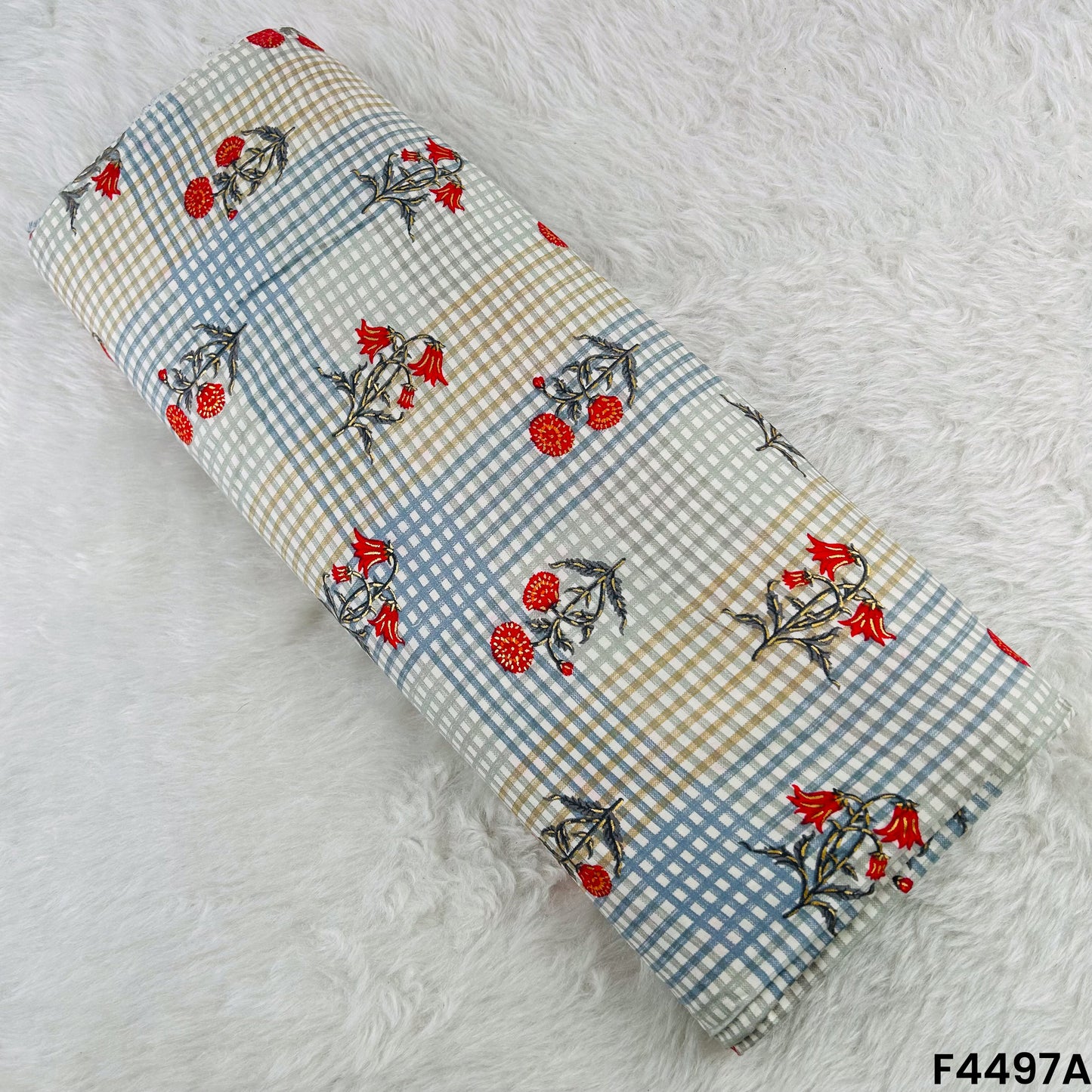 Foil Print Rayon Cotton Fabric- F4497