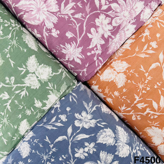 Floral Print Rayon Cotton Fabric- F4500