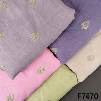 Zari Sequins Work Linen Fabric - F7470