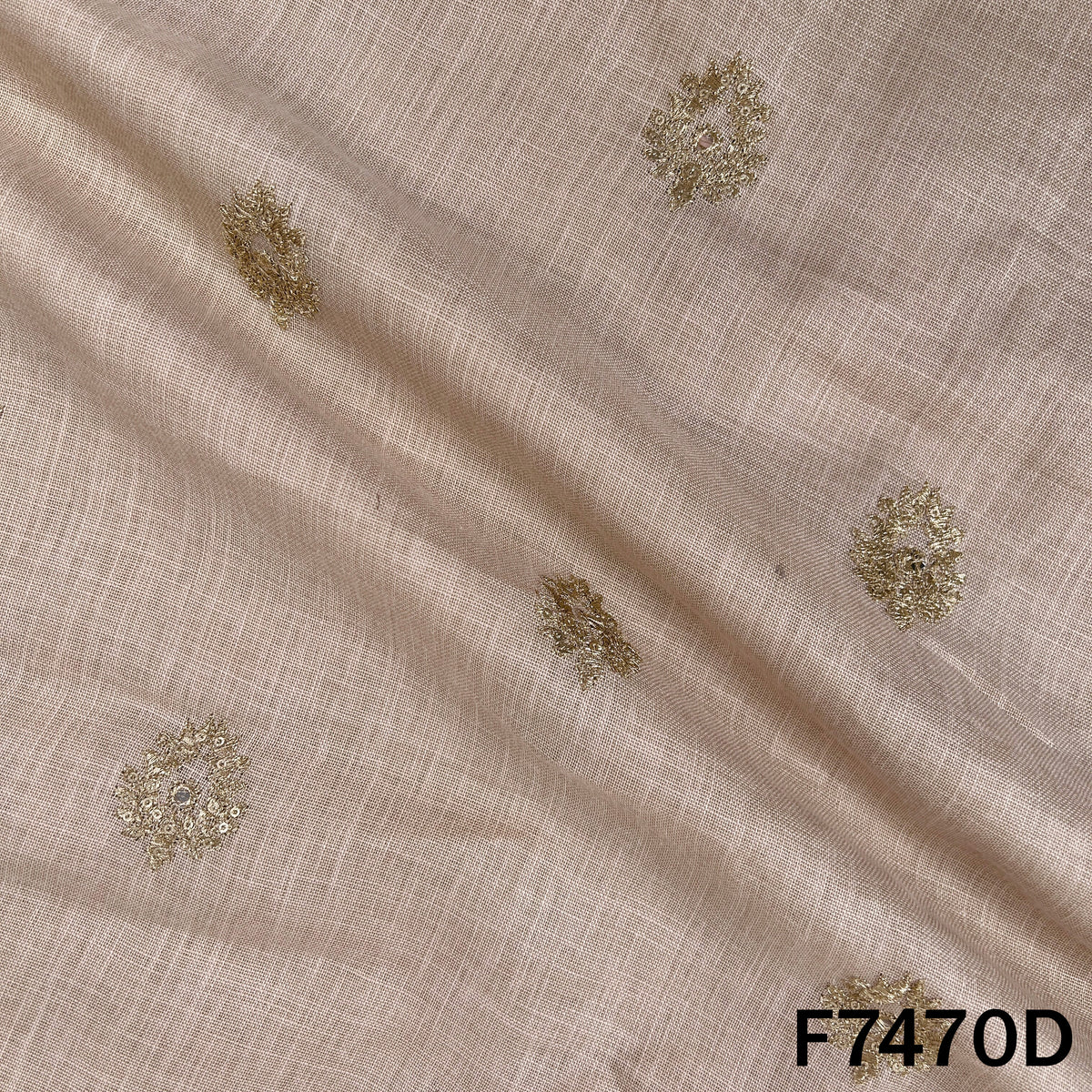 Zari Sequins Work Linen Fabric - F7470