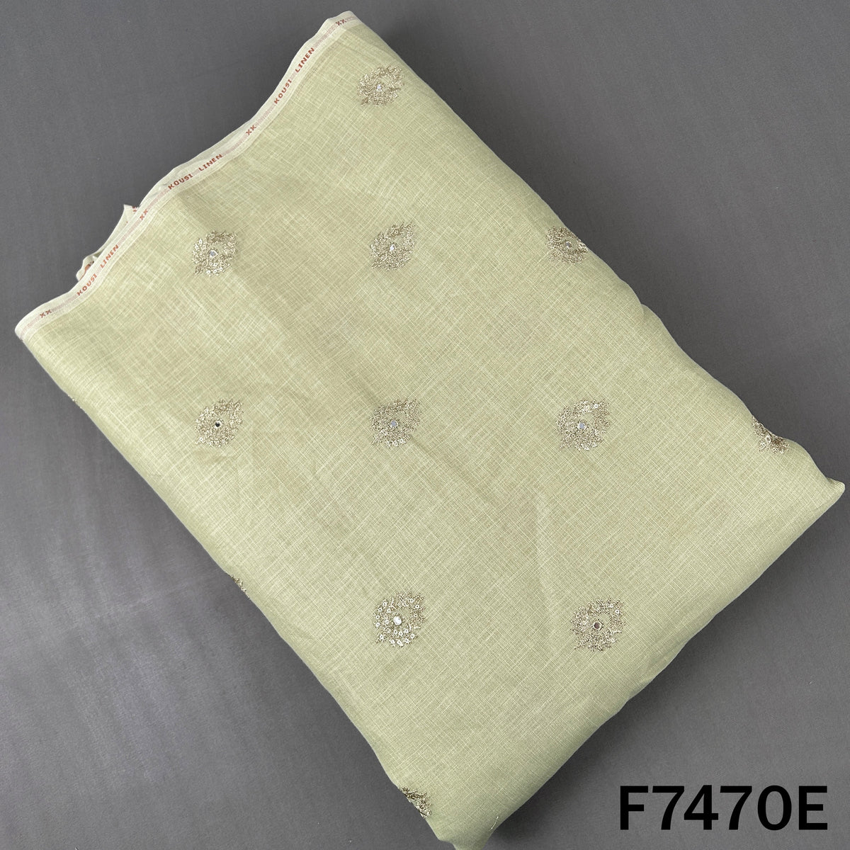 Zari Sequins Work Linen Fabric - F7470