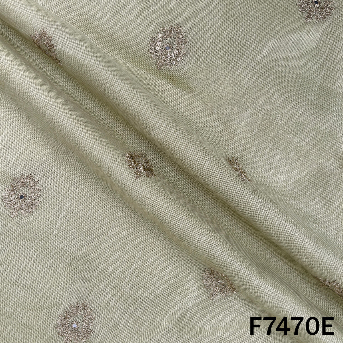 Zari Sequins Work Linen Fabric - F7470