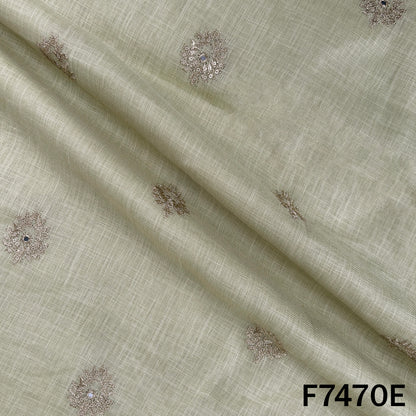 Zari Sequins Work Linen Fabric - F7470