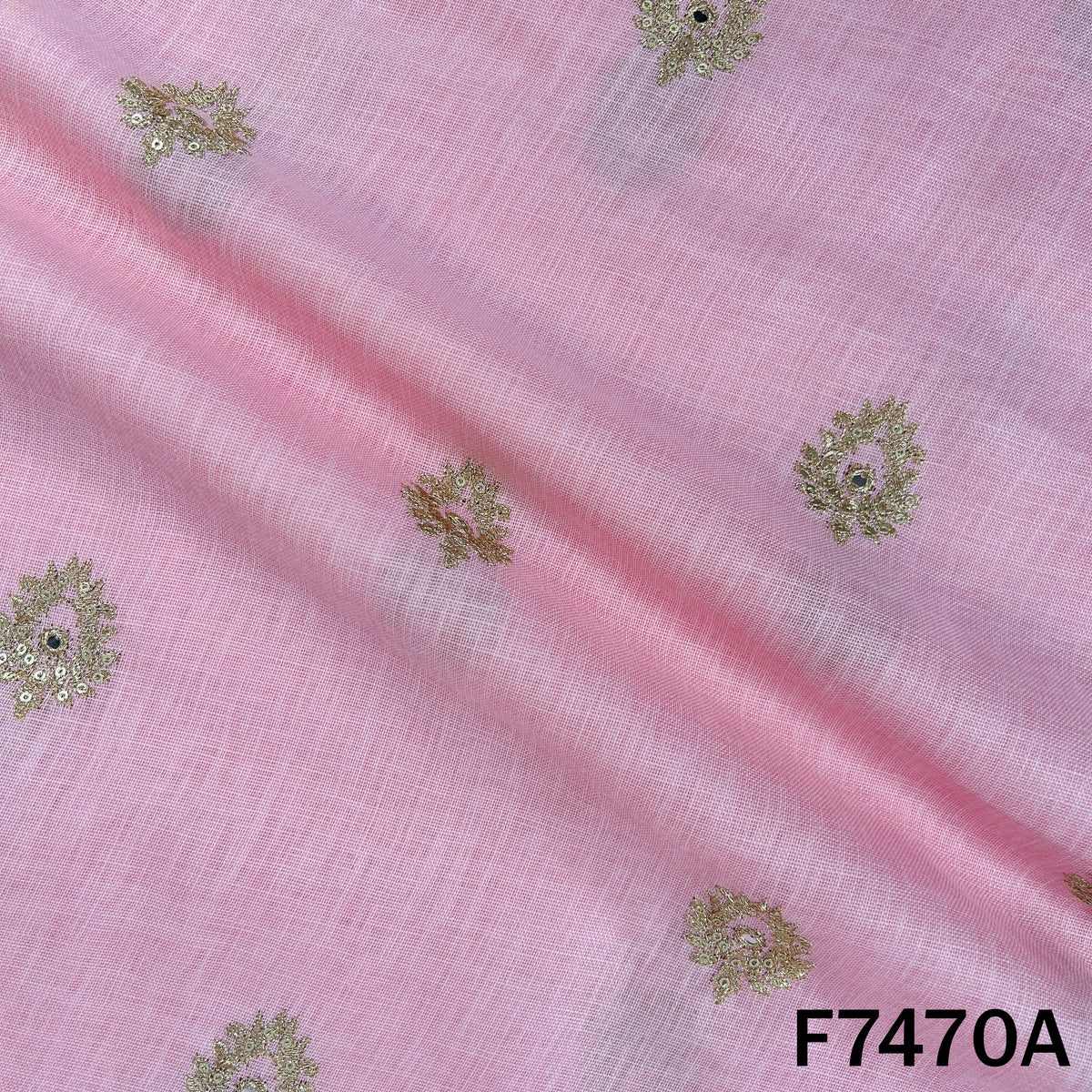 Zari Sequins Work Linen Fabric - F7470