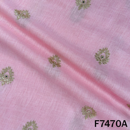 Zari Sequins Work Linen Fabric - F7470