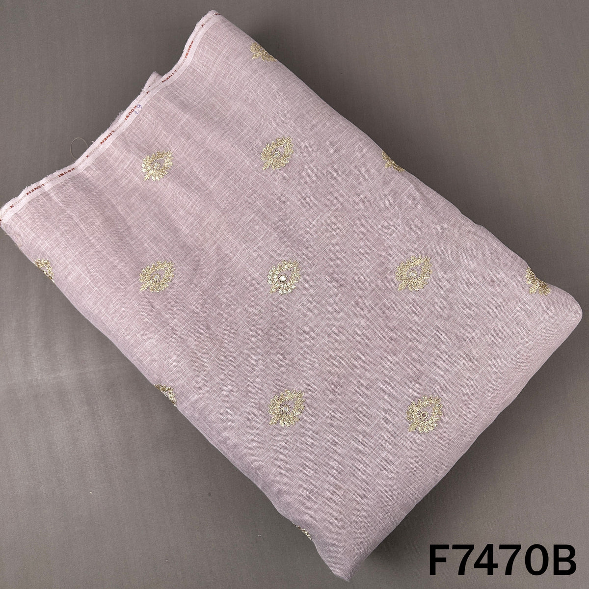 Zari Sequins Work Linen Fabric - F7470