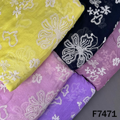 Thread Embroidered Mul Chanderi Fabric - F7471
