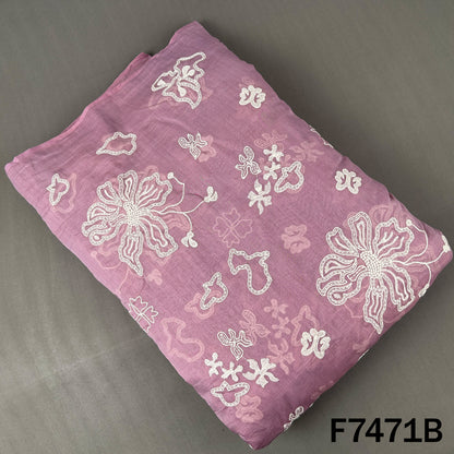 Thread Embroidered Mul Chanderi Fabric - F7471