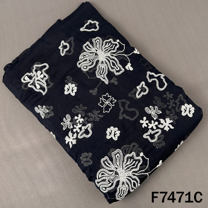 Thread Embroidered Mul Chanderi Fabric - F7471