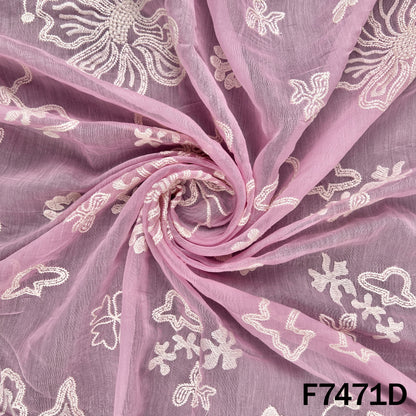 Thread Embroidered Mul Chanderi Fabric - F7471