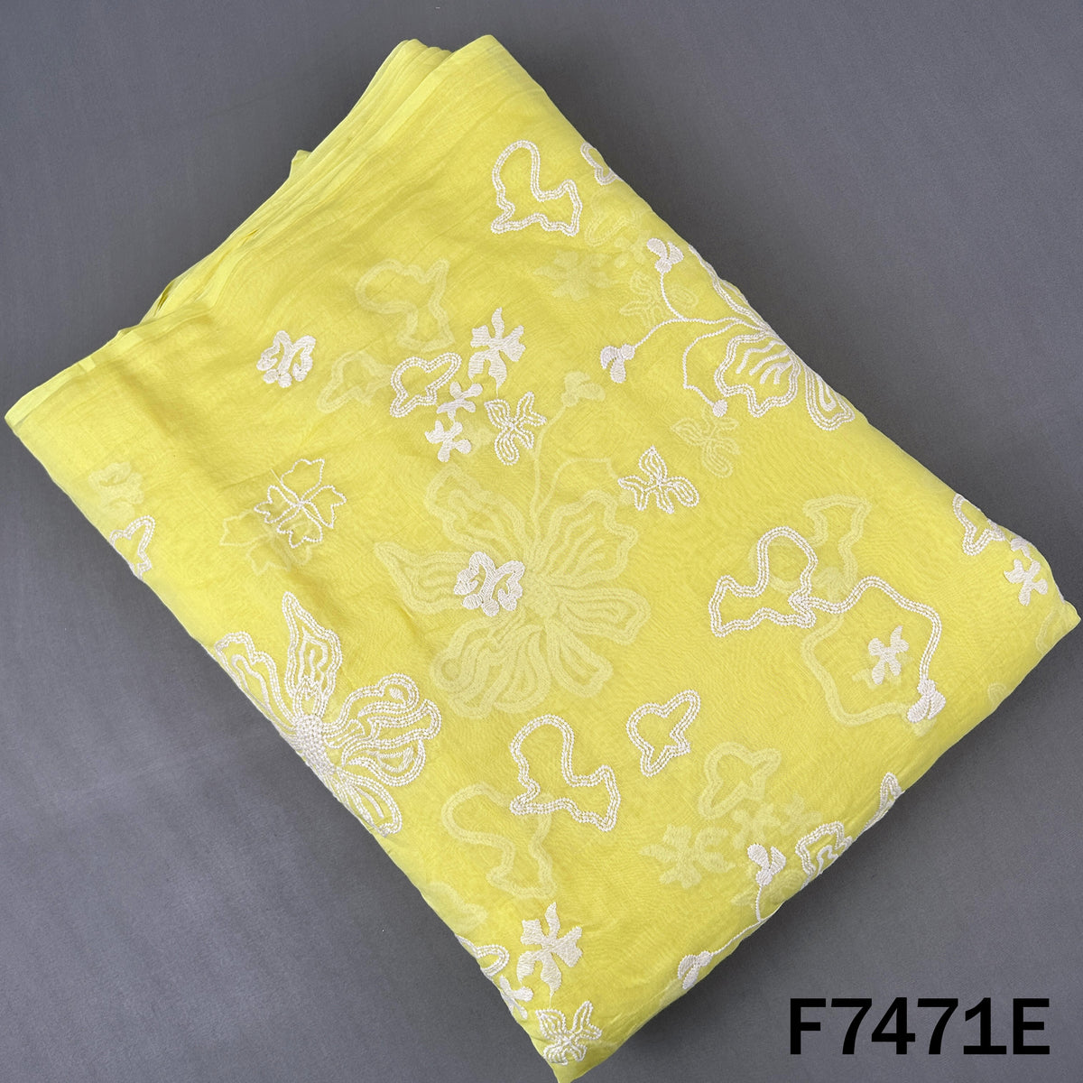 Thread Embroidered Mul Chanderi Fabric - F7471