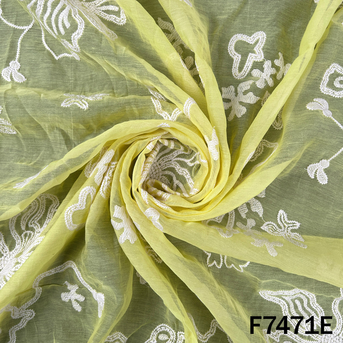 Thread Embroidered Mul Chanderi Fabric - F7471
