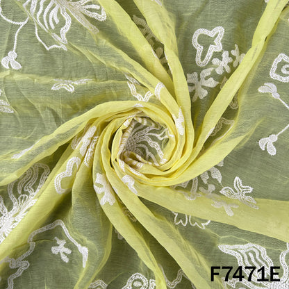 Thread Embroidered Mul Chanderi Fabric - F7471
