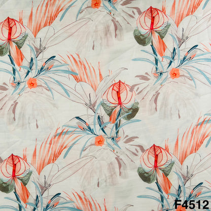Flower Print Barbari Satin Fabric- F4512