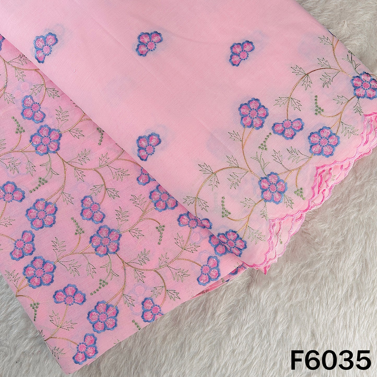 Thread Embroidered Cotton Fabric - F6035