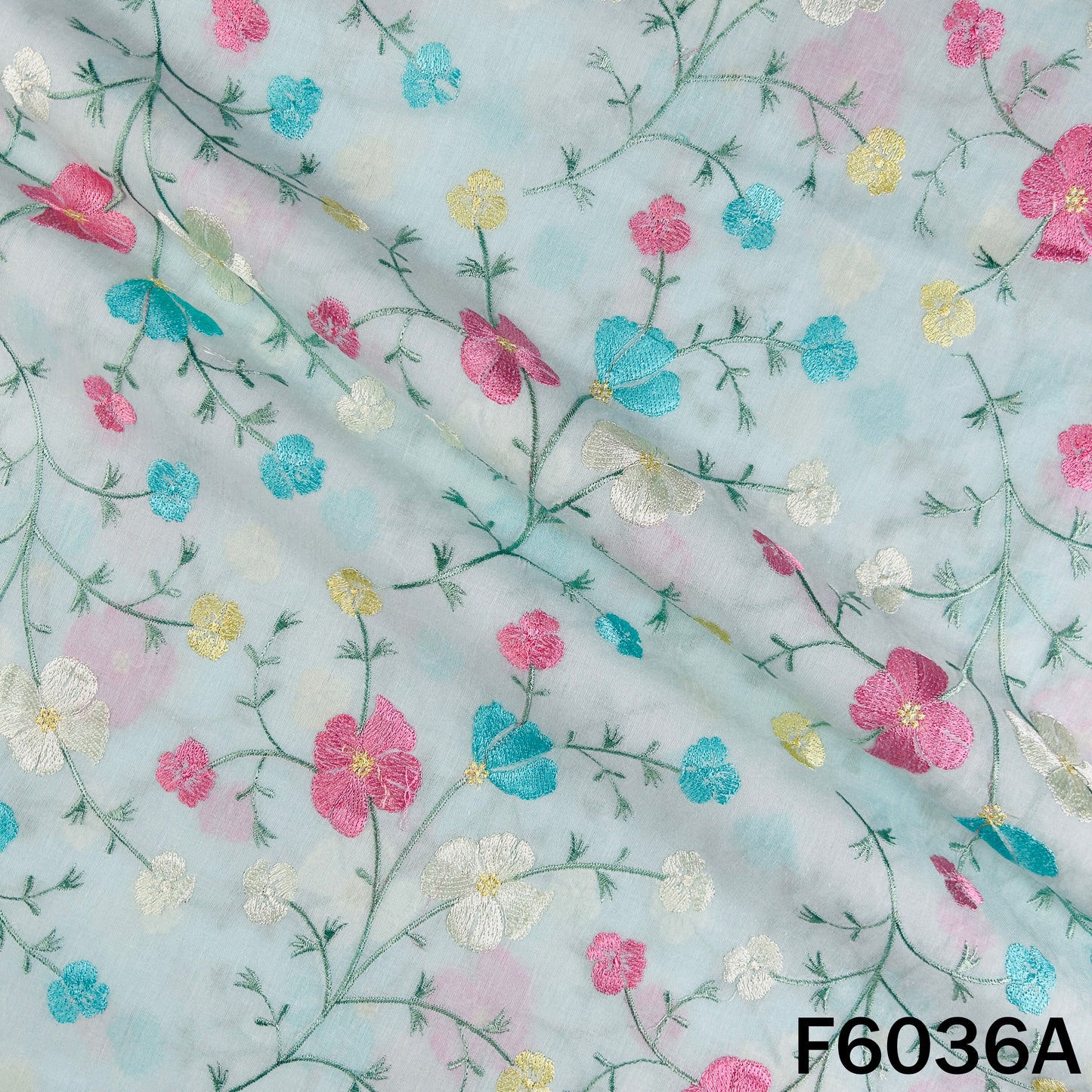 Thread Embroidered Cotton Fabric - F6036