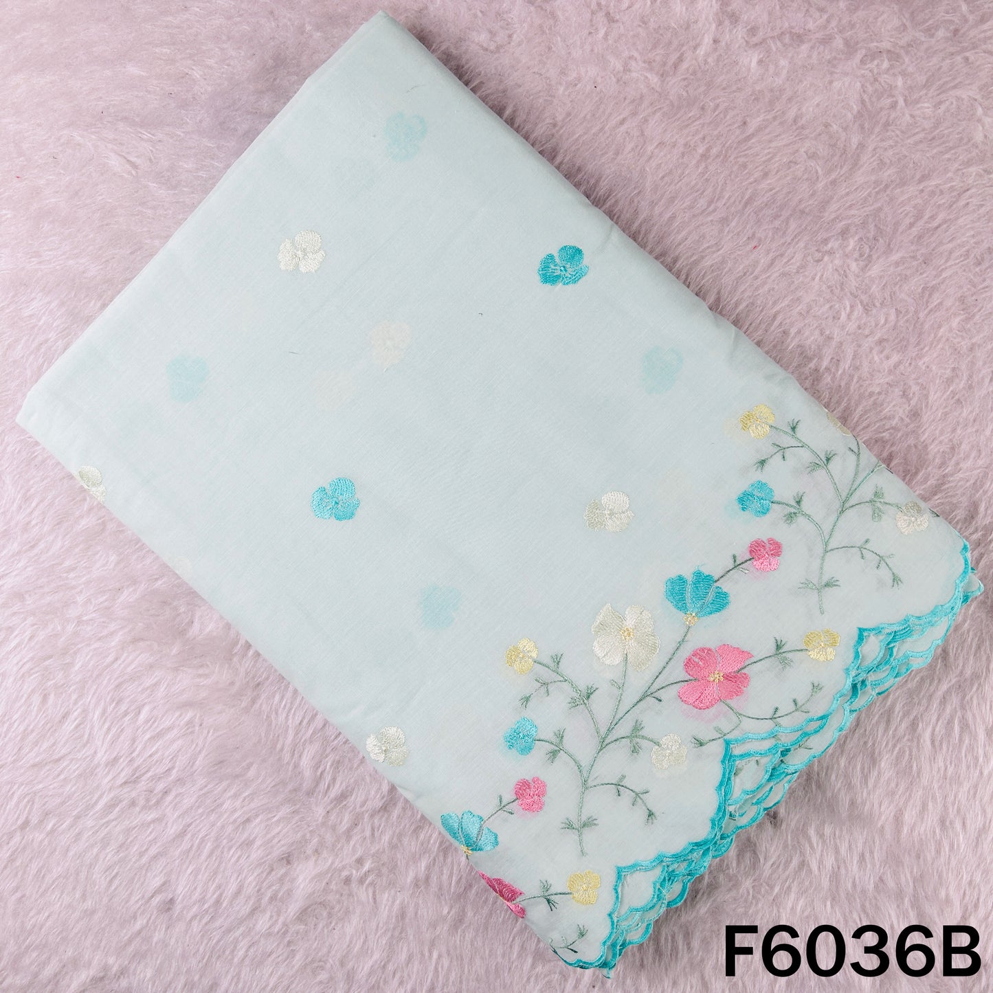 Thread Embroidered Cotton Fabric - F6036