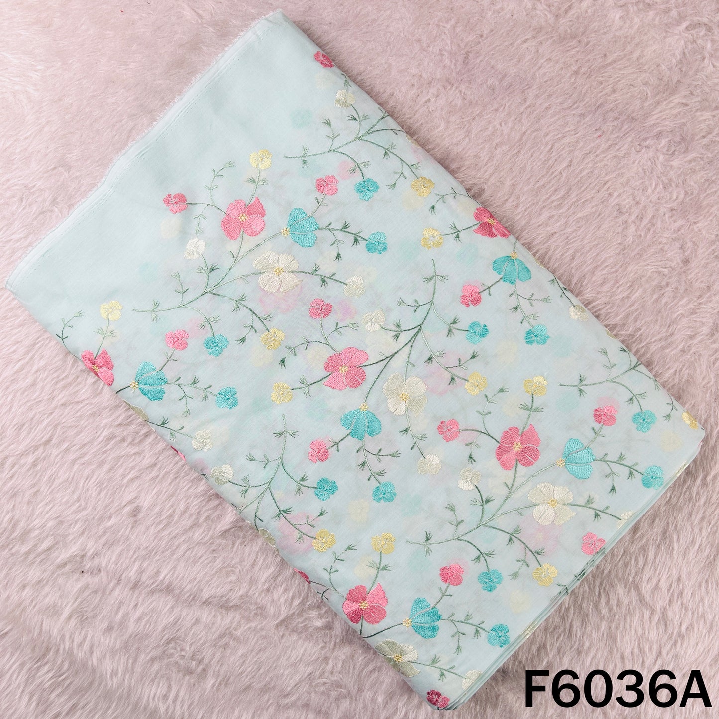 Thread Embroidered Cotton Fabric - F6036