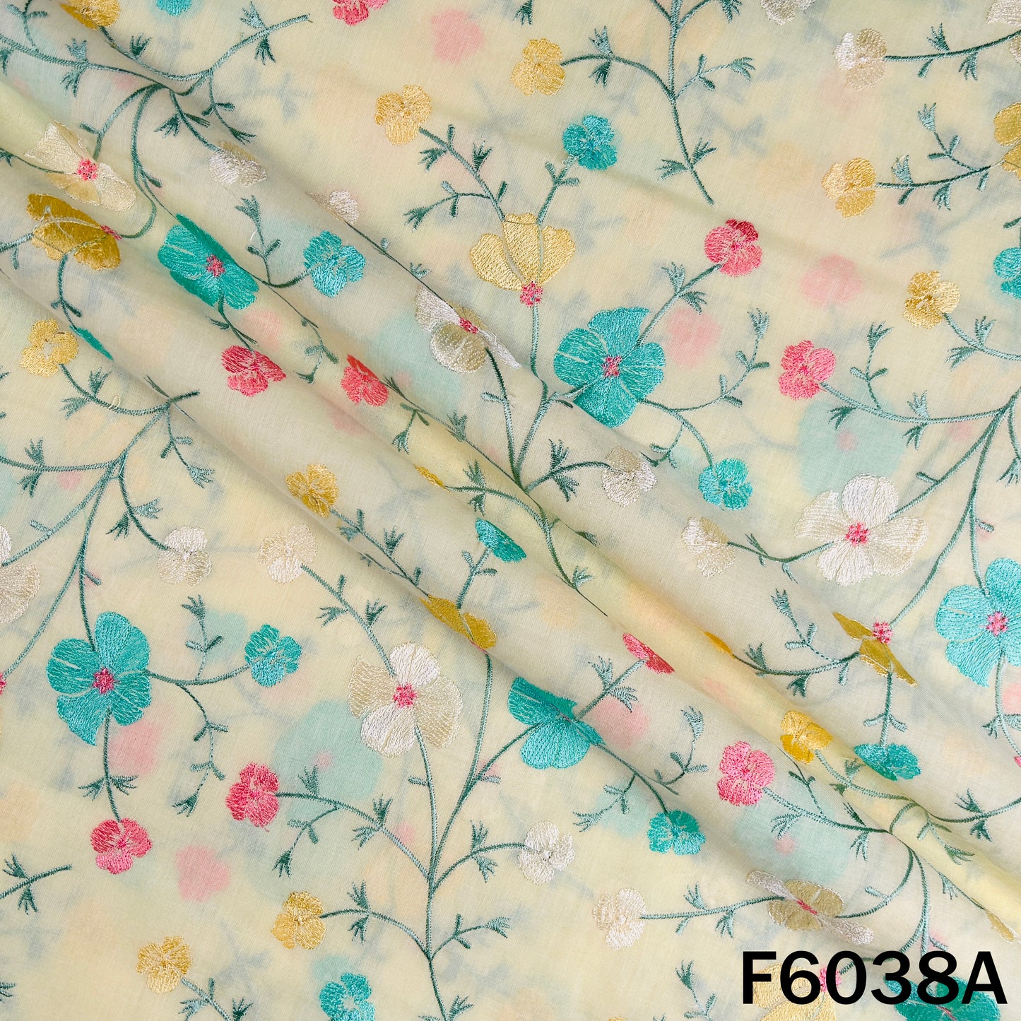 Thread Embroidered Cotton Fabric - F6038