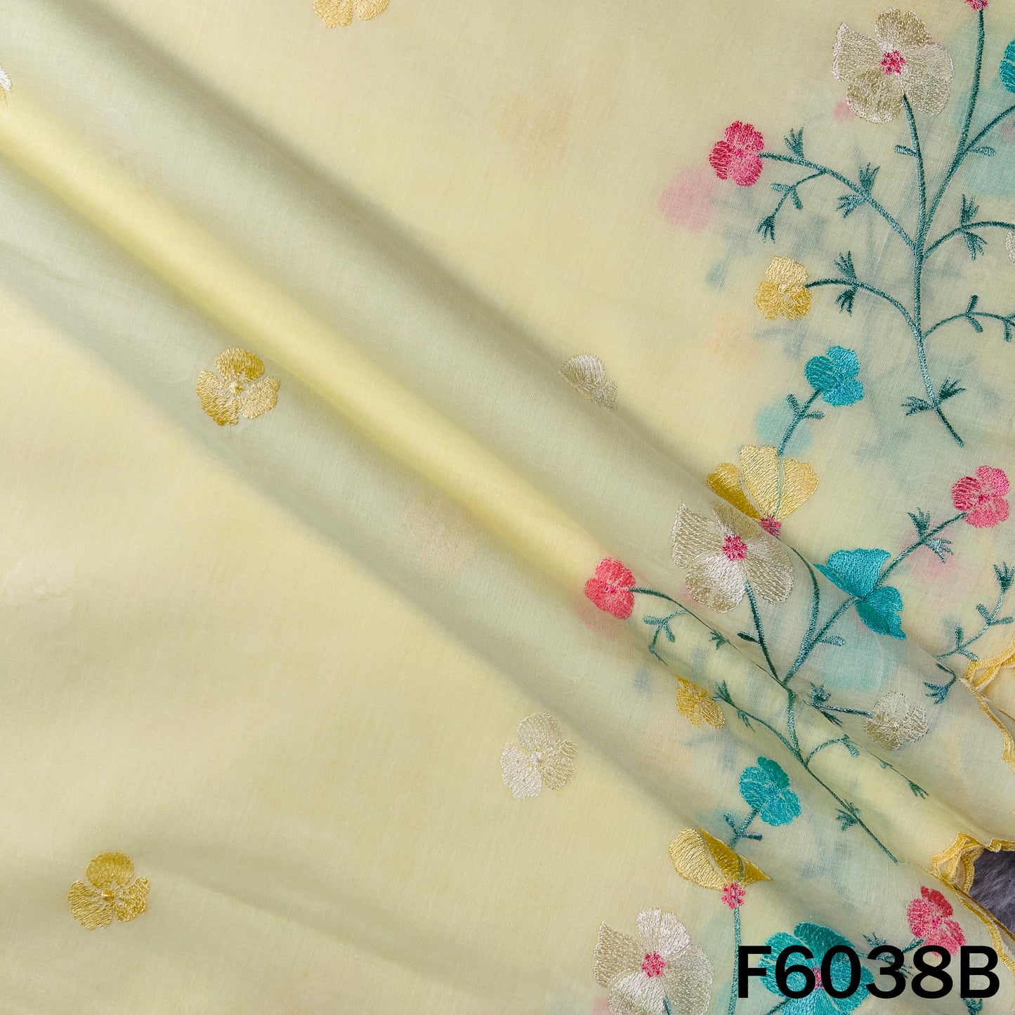 Thread Embroidered Cotton Fabric - F6038