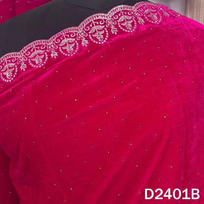 Zari Stone Work Velvet Dupatta - D2401