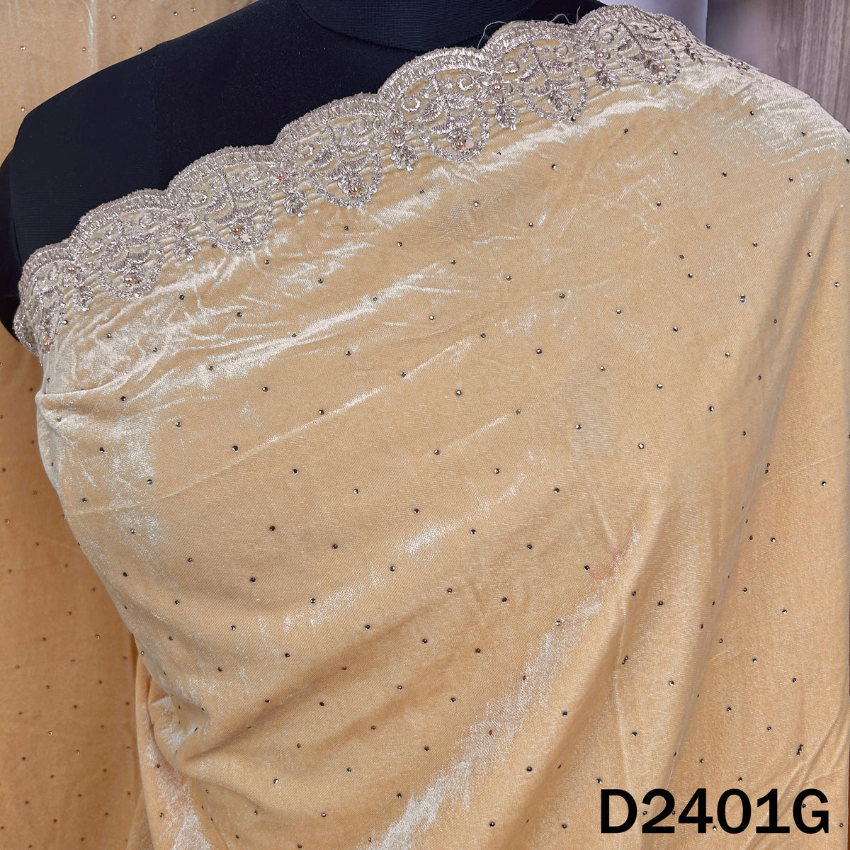 Zari Stone Work Velvet Dupatta - D2401