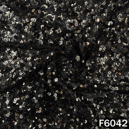 Sequins Embroidered Lycra Net Fabric - F6042