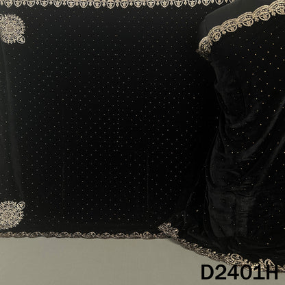 Zari Stone Work Velvet Dupatta - D2401