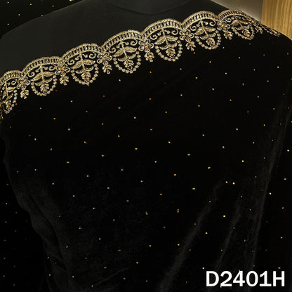Zari Stone Work Velvet Dupatta - D2401