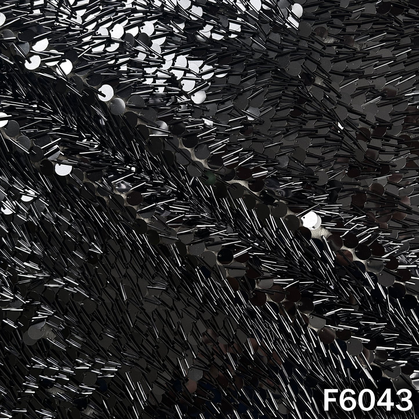 Cut Dana Sequins Embroidered Lycra Net Fabric - F6043