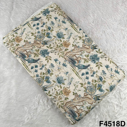 Flower Print Tussar Silk Fabric- F4518