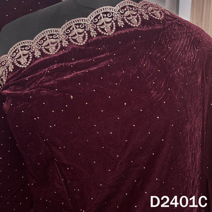 Zari Stone Work Velvet Dupatta - D2401