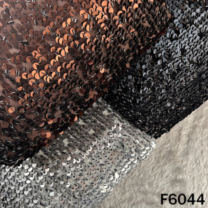 Cut Dana Sequins Embroidered Lycra Net Fabric - F6044