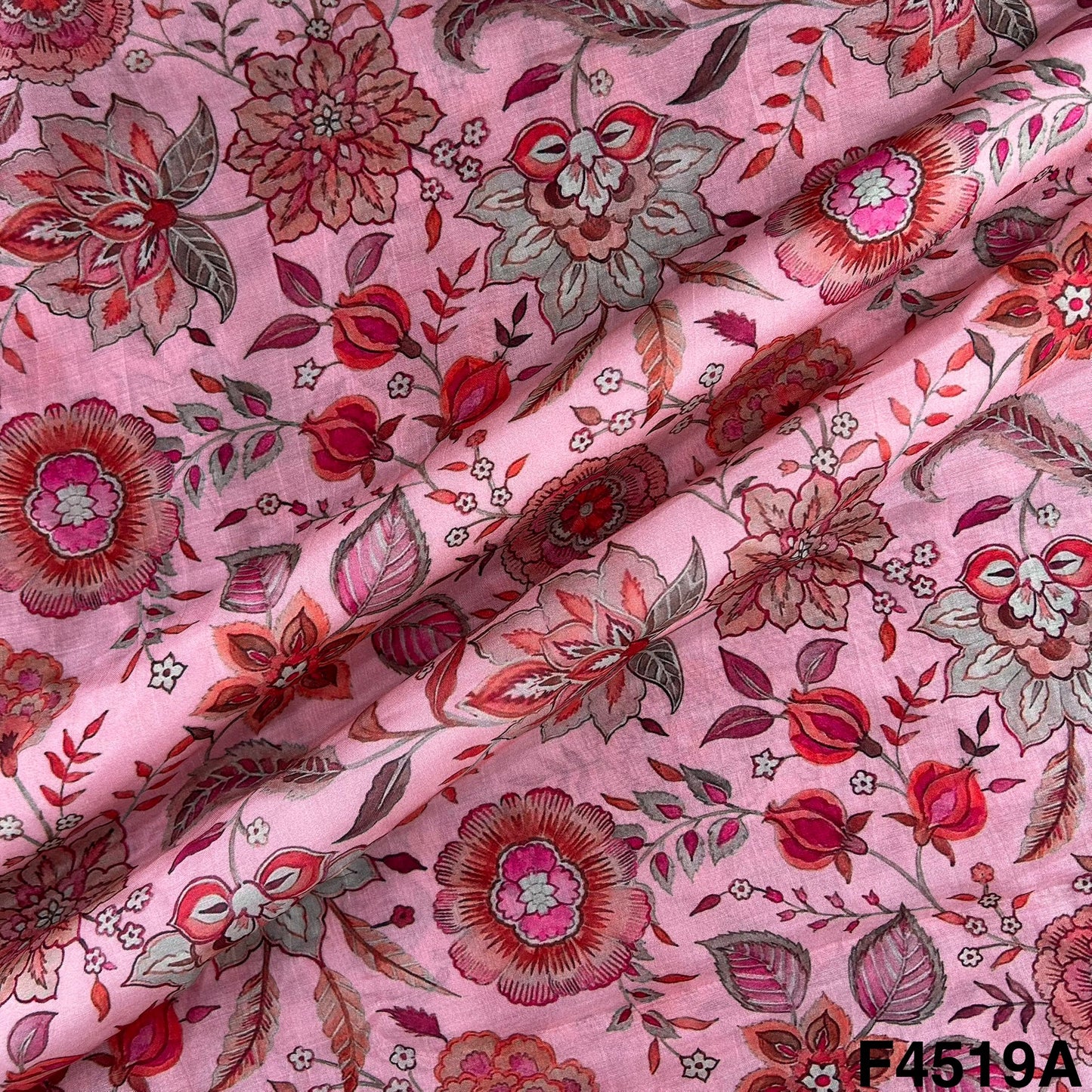 Flower Print Muslin Silk Fabric- F4519
