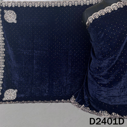 Zari Stone Work Velvet Dupatta - D2401