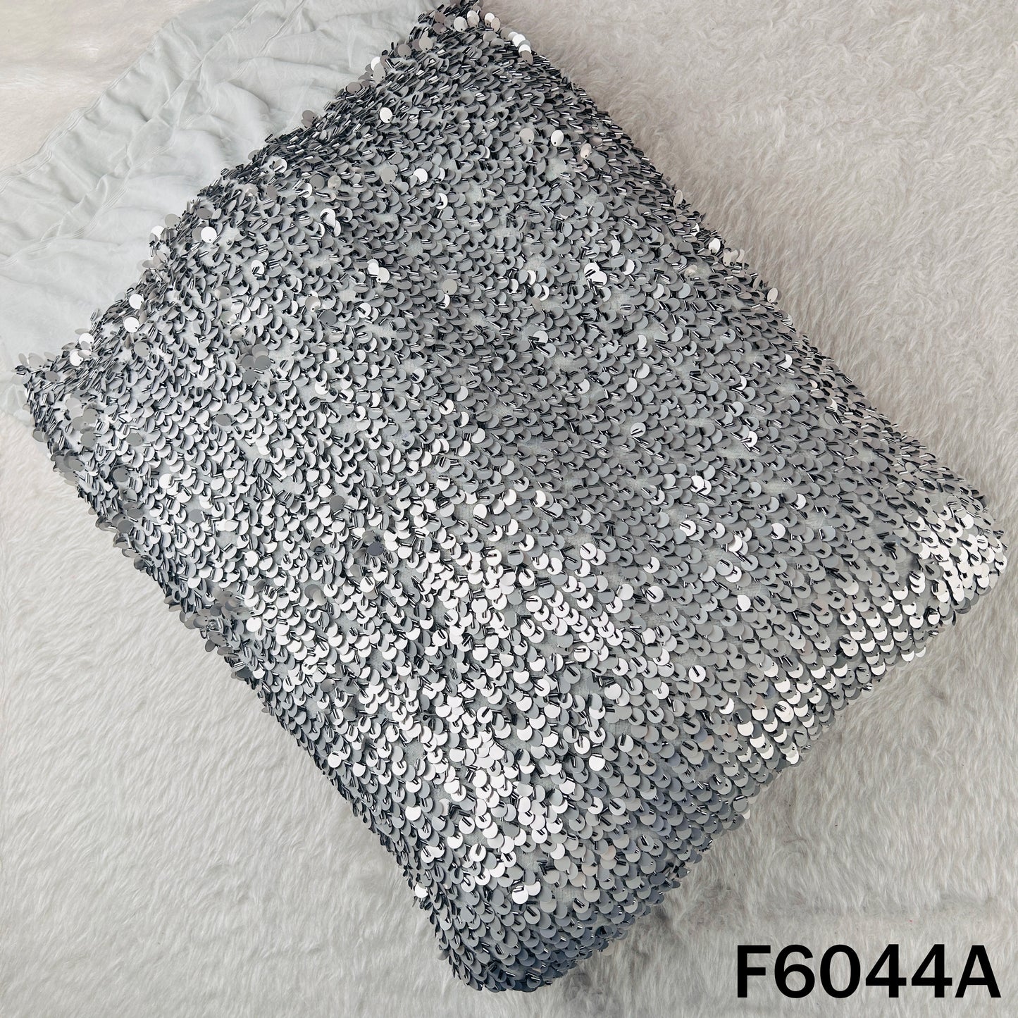 Cut Dana Sequins Embroidered Lycra Net Fabric - F6044